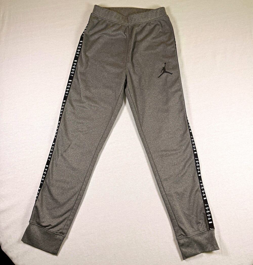 Nike Air Jordan Boys Gray Sweatpants Size M 10-12 Jumpman Side Tape Joggers